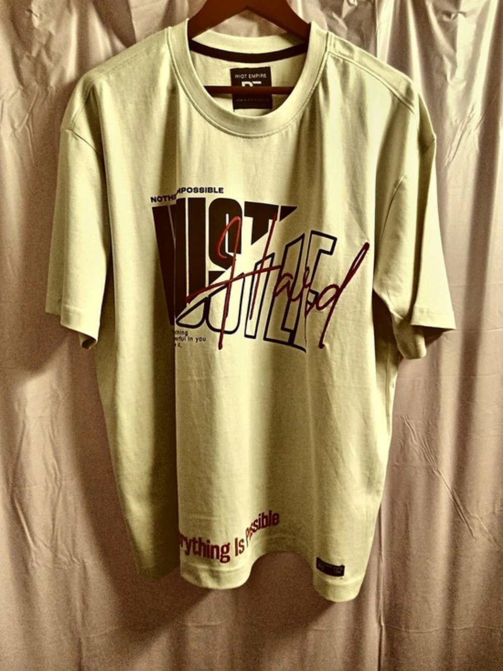 Riot  Empire Stay Strong Graphic Short Sleeve Tee NWT in Cream